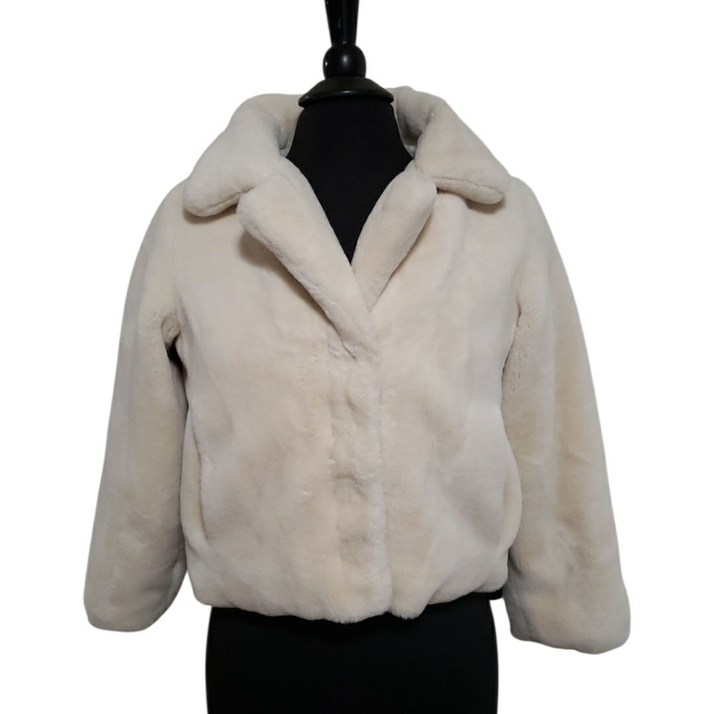 RSQ Youth Girls Faux Fir Jacket Cream Color Size XL